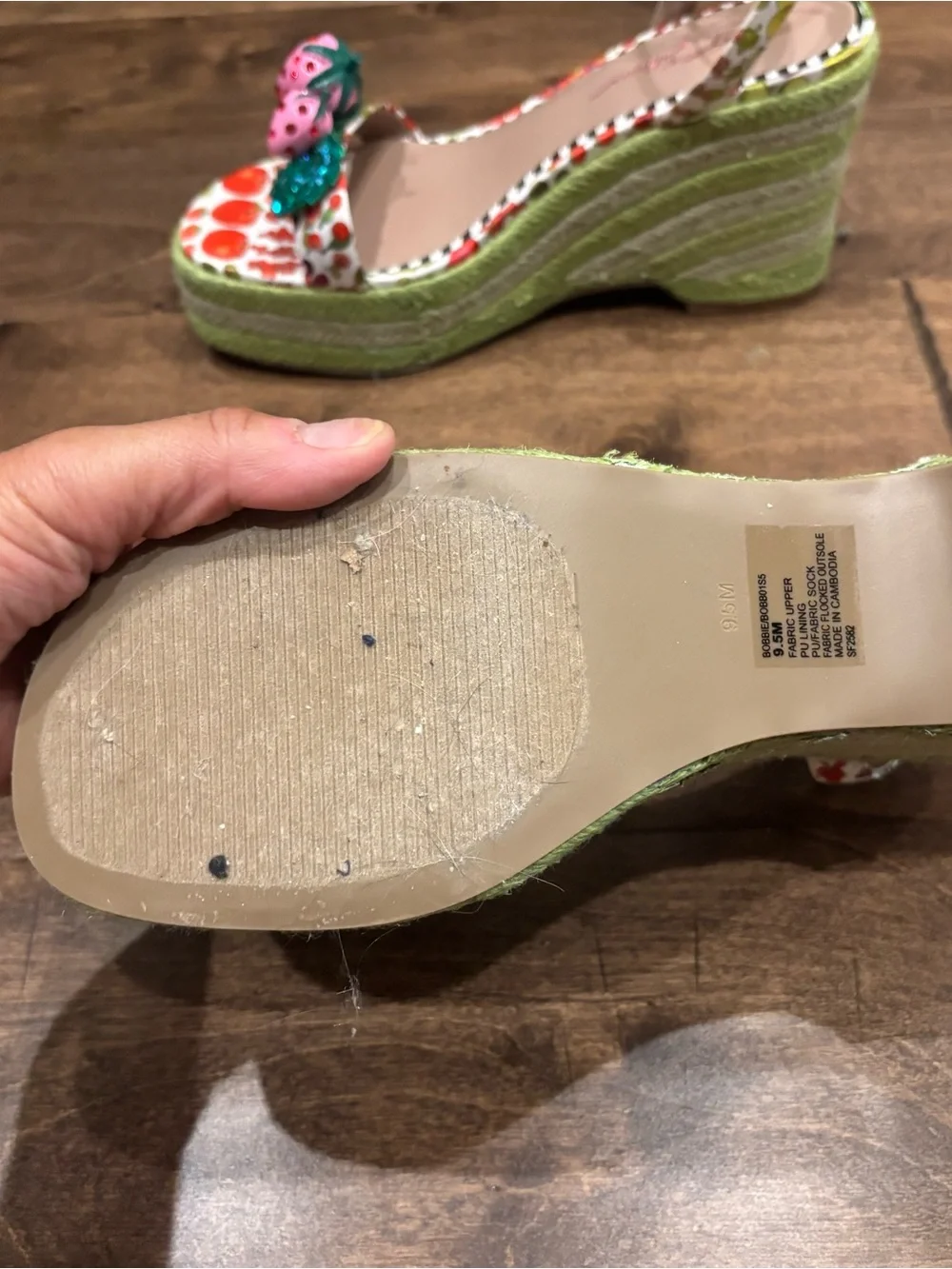 Betsy Johnson Strawberry Embellished Green Platform Sandals - Women